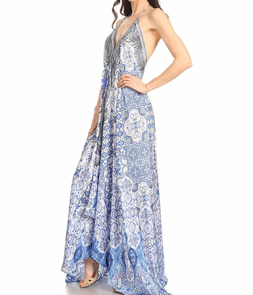 Women's Floral Print Chiffon Maxi Dress Sleeveless Summer Beach Big Hemline  Gown | eBay