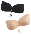 Lace up adhesive strapless bra